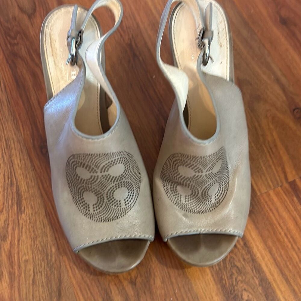 Coach wooden wedges taupe 7.5 - Picture 1 of 7